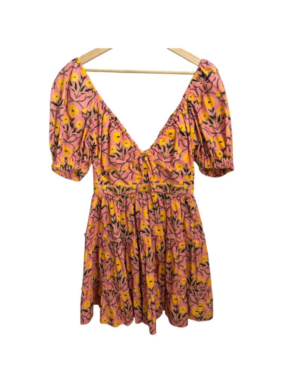 Agua Bendita Manzanilla Maximalist Cottagecore Cotton Poplin Mini Dress Pink S